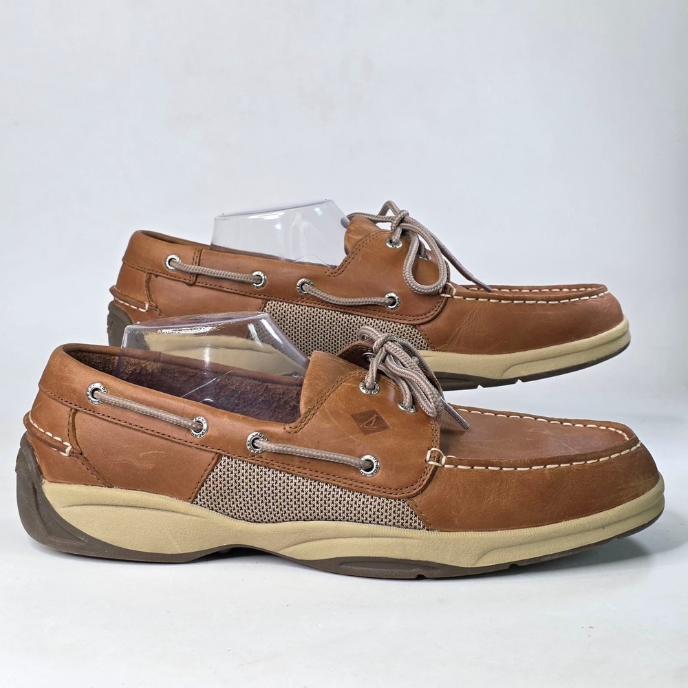 Sperry Top-Sider Billfish Men's Tan Leather Mesh Boat On Shoes Loafers Size 12